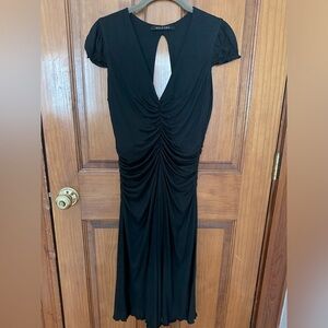 Black Halo Ruched Open-Back Dress in Size M